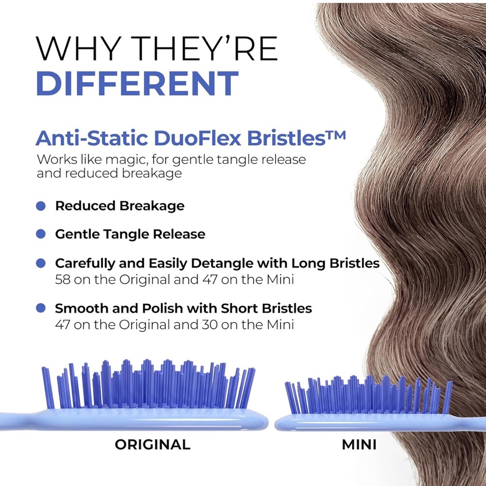 FHI Heat UNbrush Detangling Hair Brush Duo Set | Full Size & Mini Travel Brush - Picture 7 of 9